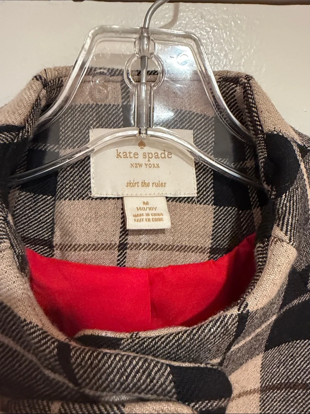 Kate Spade Kids Plaid Wool Blend Coat Statement Bow (Orig $200) Excellent Cond.
